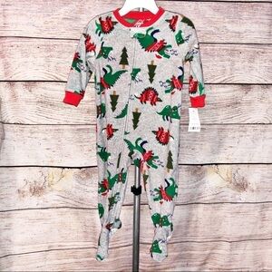 NWT Carters Christmas Dinosaurs footed Pajamas Size 12 months